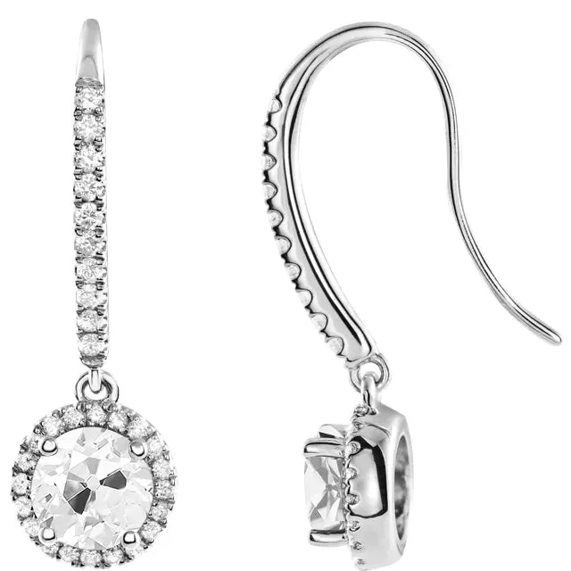 HarryChadEntcom Earrings Mined Diamond Halo Round Old European Dangle Earrings 14K Gold 525 Carats HarryChadEntcom Earrings Mined Diamond Halo Round Old European Dangle Earrings 14K Gold 525 Carats