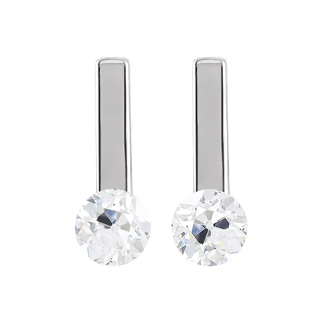 HarryChadEntcom Earrings Solitaire Drop Earrings Round Old Miner Natural Earth Mined Diamonds 3 Carats White Gold