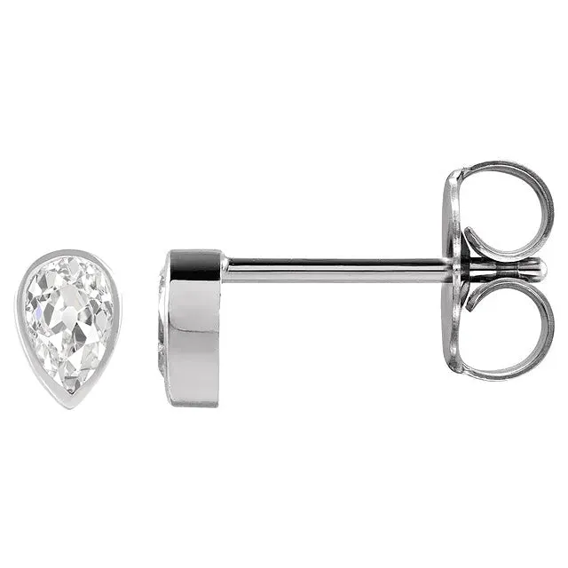 HarryChadEntcom Earrings White Gold Mined Diamond Stud Earrings Bezel Set Pear Old European 4 Carats HarryChadEntcom Earrings White Gold Mined Diamond Stud Earrings Bezel Set Pear Old European 4 Carats