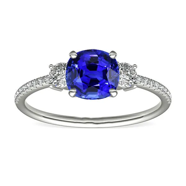 HarryChadEntcom Gemstone Jewelry Cushion Sapphire Ring 350 Carats 3 Stone Style Rings HarryChadEntcom Gemstone Jewelry Cushion Sapphire Ring 350 Carats 3 Stone Style Rings