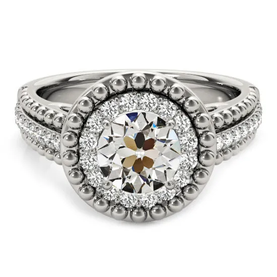 HarryChadEntcom Halo Round Old Mine Cut Natural Earth Mined Diamond Ring Beaded Style 450 Carats Rings HarryChadEntcom Halo Round Old Mine Cut Natural Earth Mined Diamond Ring Beaded Style 450 Carats Rings