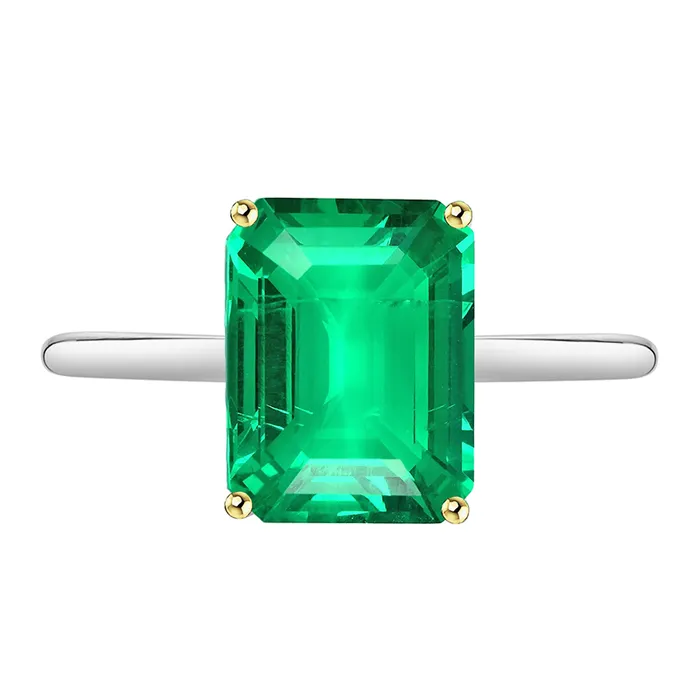HarryChadEntcom Minimalist Gemstone Ring Green Emerald Solitaire Rings
