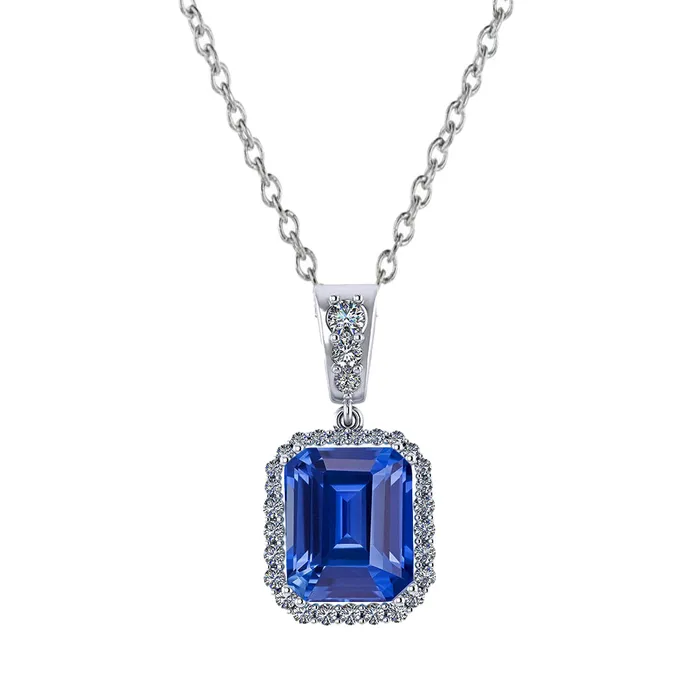 HarryChadEntcom Necklaces 14K Gold Halo Emerald Blue Sapphire Natural Earth Mined Diamond Pendant 225 Carats HarryChadEntcom Necklaces 14K Gold Halo Emerald Blue Sapphire Natural Earth Mined Diamond Pendant 225 Carats