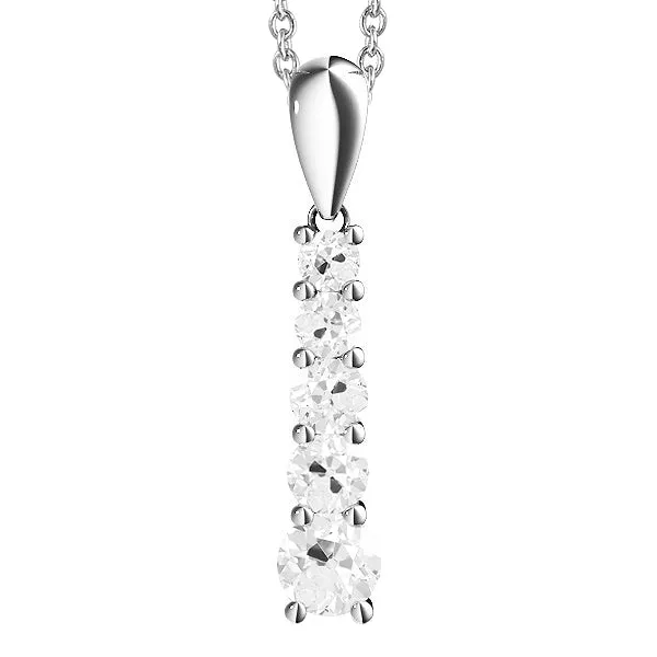 HarryChadEntcom Necklaces Gold 14K Real Natural Earth Mined Diamond Pendant Five Stone Round Old Mine Cut 3 Carats HarryChadEntcom Necklaces Gold 14K Real Natural Earth Mined Diamond Pendant Five Stone Round Old Mine Cut 3 Carats