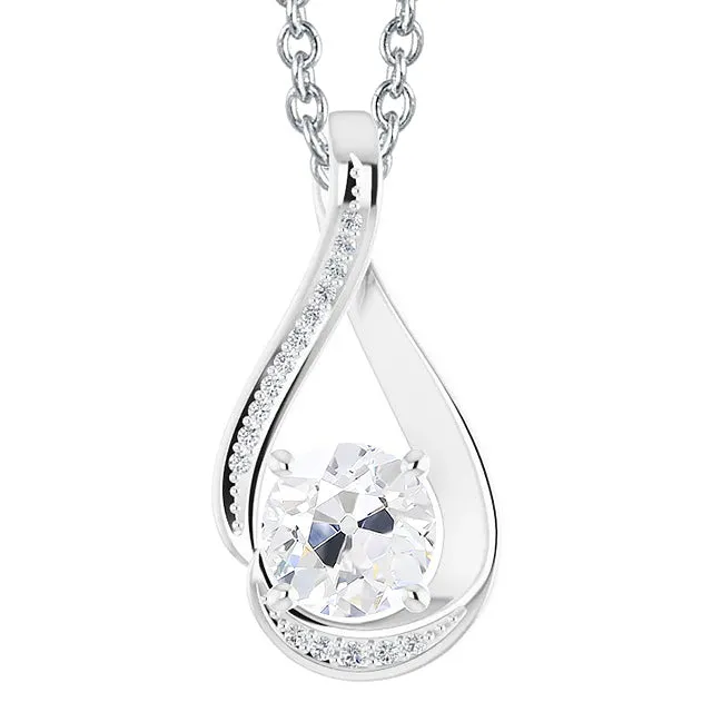 HarryChadEntcom Necklaces Natural Earth Mined Diamond Slide Pendant 3 Carats Old Mine Cut Twisted Style With Chain HarryChadEntcom Necklaces Natural Earth Mined Diamond Slide Pendant 3 Carats Old Mine Cut Twisted Style With Chain
