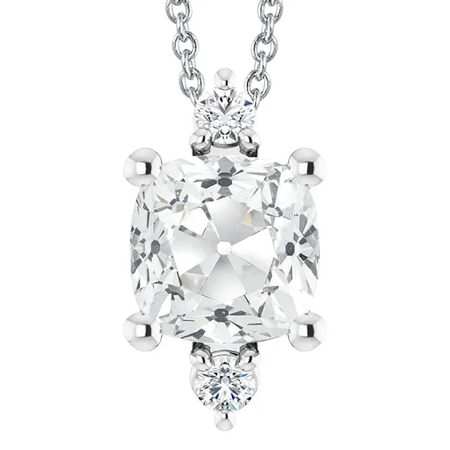HarryChadEntcom Necklaces White Gold Cushion Old Miner Natural Earth Mined Diamond Pendant Necklace 3 Stone 6 Carats HarryChadEntcom Necklaces White Gold Cushion Old Miner Natural Earth Mined Diamond Pendant Necklace 3 Stone 6 Carats