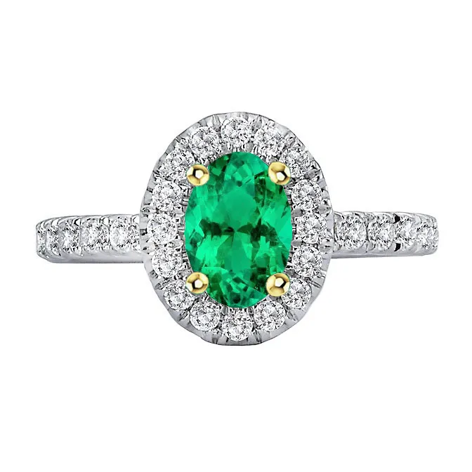 HarryChadEntcom Oval Cut Green Emerald Halo Ring Prong Set Womens Jewelry Rings HarryChadEntcom Oval Cut Green Emerald Halo Ring Prong Set Womens Jewelry Rings