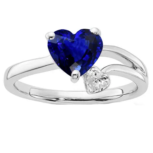 HarryChadEntcom Rings 2 Stone Natural Earth Mined Diamond Ring Heart Deep Blue Sapphire Split Shank 225 Carats HarryChadEntcom Rings 2 Stone Natural Earth Mined Diamond Ring Heart Deep Blue Sapphire Split Shank 225 Carats