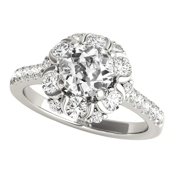 HarryChadEntcom Rings 525 Carats Halo Round Old Miner Genuine Natural Earth Mined Diamond Ring Flower Style White Gold HarryChadEntcom Rings 525 Carats Halo Round Old Miner Genuine Natural Earth Mined Diamond Ring Flower Style White Gold