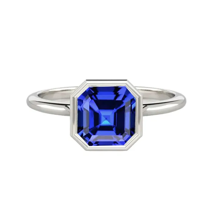 HarryChadEntcom Rings Asscher Cut Sapphire Engagement Solitaire Ring