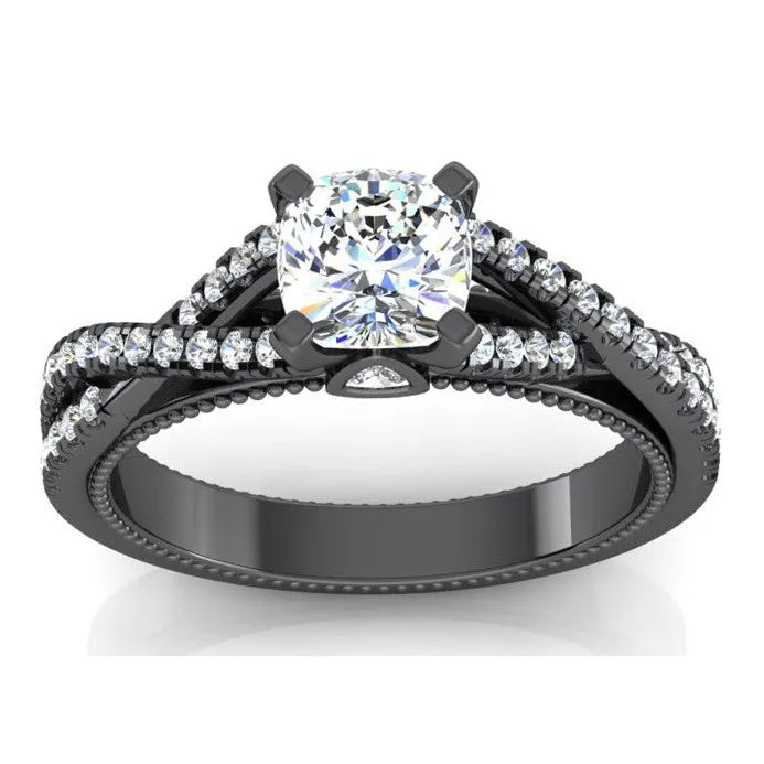 HarryChadEntcom Rings Black Gold Cushion Mined Diamond Womens Ring With Accents HarryChadEntcom Rings Black Gold Cushion Mined Diamond Womens Ring With Accents