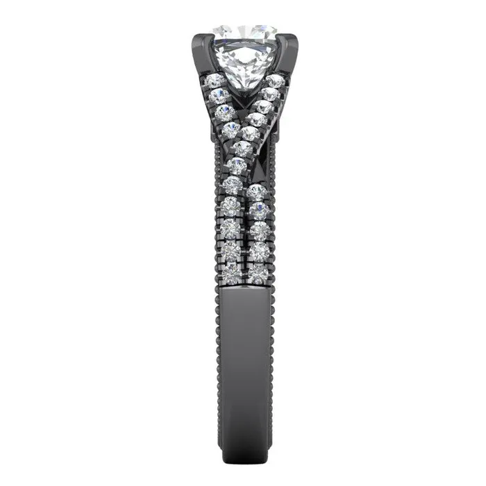 HarryChadEntcom Rings Black Gold Cushion Mined Diamond Womens Ring With Accents HarryChadEntcom Rings Black Gold Cushion Mined Diamond Womens Ring With Accents