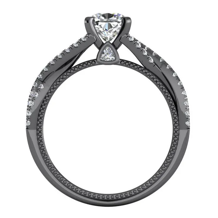 HarryChadEntcom Rings Black Gold Cushion Mined Diamond Womens Ring With Accents HarryChadEntcom Rings Black Gold Cushion Mined Diamond Womens Ring With Accents