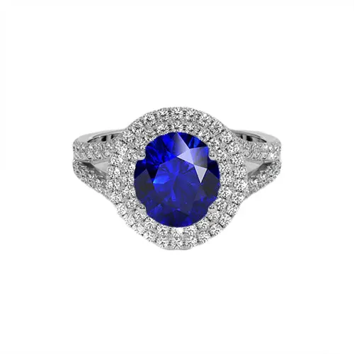 HarryChadEntcom Rings Double Halo Ceylon Sapphire Engagement Ring 675 Carats Ladies Jewelry HarryChadEntcom Rings Double Halo Ceylon Sapphire Engagement Ring 675 Carats Ladies Jewelry