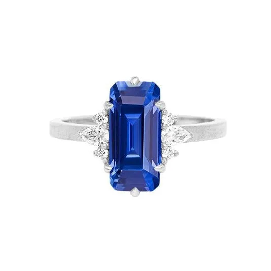 HarryChadEntcom Rings Gemstone Ring Emerald Ceylon Sapphire Pear Round Natural Earth Mined Diamonds 3 Carats HarryChadEntcom Rings Gemstone Ring Emerald Ceylon Sapphire Pear Round Natural Earth Mined Diamonds 3 Carats