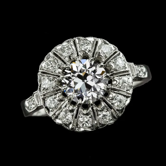 HarryChadEntcom Rings Gold Halo Wedding Ring Round Natural Earth Mined Diamond Old European 325 Carats HarryChadEntcom Rings Gold Halo Wedding Ring Round Natural Earth Mined Diamond Old European 325 Carats