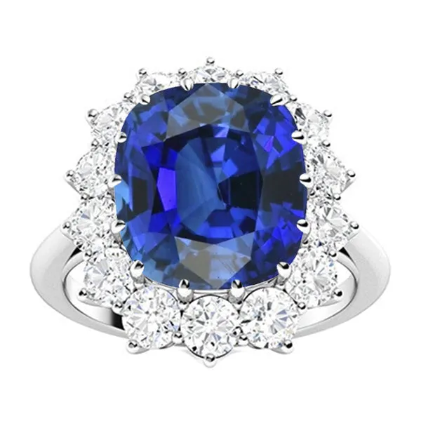 HarryChadEntcom Rings Halo Wedding Ring Cushion Blue Sapphire 6 Carats Flower Style Natural Earth Mined Diamonds HarryChadEntcom Rings Halo Wedding Ring Cushion Blue Sapphire 6 Carats Flower Style Natural Earth Mined Diamonds