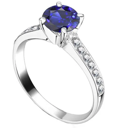 HarryChadEntcom Rings Ladies Sapphire Engagement Ring 250 Carats Round Natural Earth Mined Diamond Accented HarryChadEntcom Rings Ladies Sapphire Engagement Ring 250 Carats Round Natural Earth Mined Diamond Accented