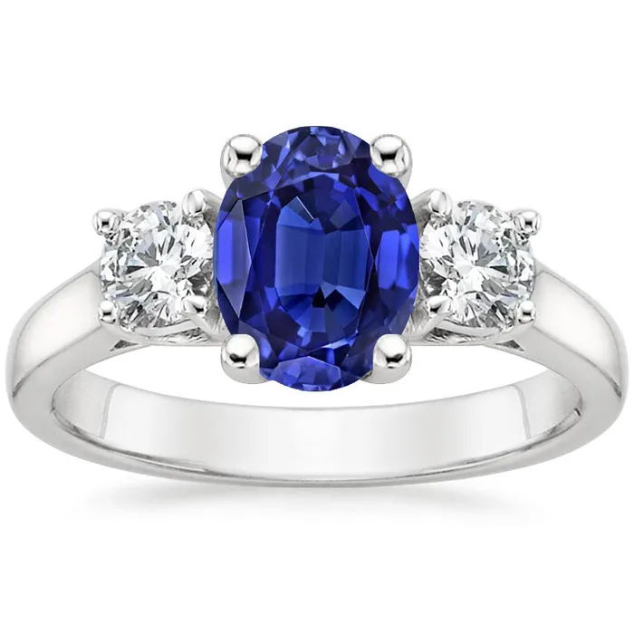 HarryChadEntcom Rings Natural Earth Mined Diamond 3 Stone Engagement Ring Oval Blue Sapphire 250 Carats HarryChadEntcom Rings Natural Earth Mined Diamond 3 Stone Engagement Ring Oval Blue Sapphire 250 Carats