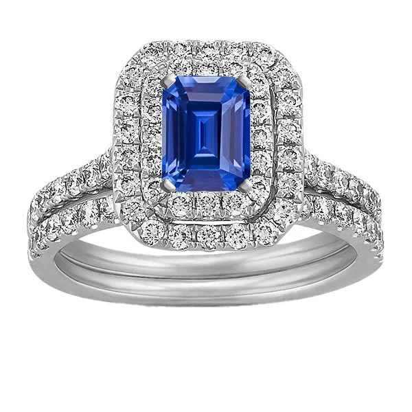 HarryChadEntcom Rings Natural Earth Mined Diamond Double Halo Emerald Blue Sapphire Wedding Ring Set 5 Carats HarryChadEntcom Rings Natural Earth Mined Diamond Double Halo Emerald Blue Sapphire Wedding Ring Set 5 Carats