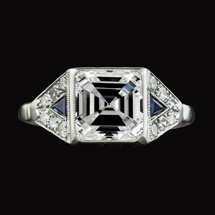 HarryChadEntcom Rings Real Asscher Natural Earth Mined Diamond Trillion Ceylon Sapphire Gemstone Ring 625 Carats HarryChadEntcom Rings Real Asscher Natural Earth Mined Diamond Trillion Ceylon Sapphire Gemstone Ring 625 Carats