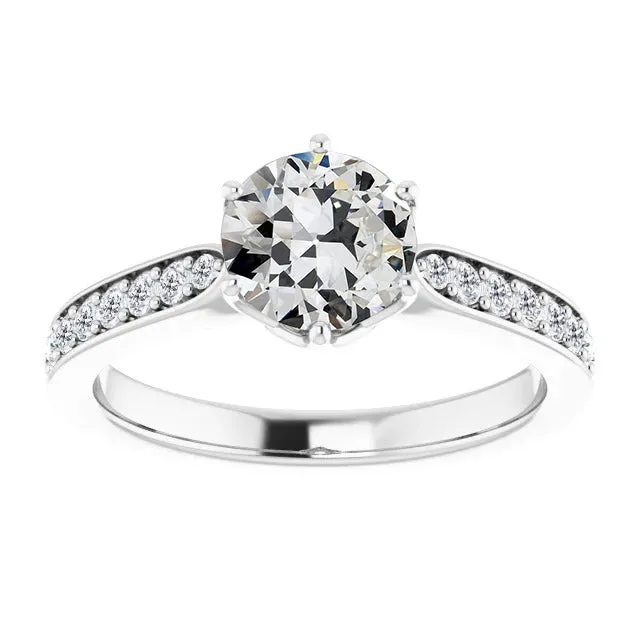 HarryChadEntcom Rings Round Old Mine Cut Real Diamond Solitaire With Accent Ring HarryChadEntcom Rings Round Old Mine Cut Real Diamond Solitaire With Accent Ring