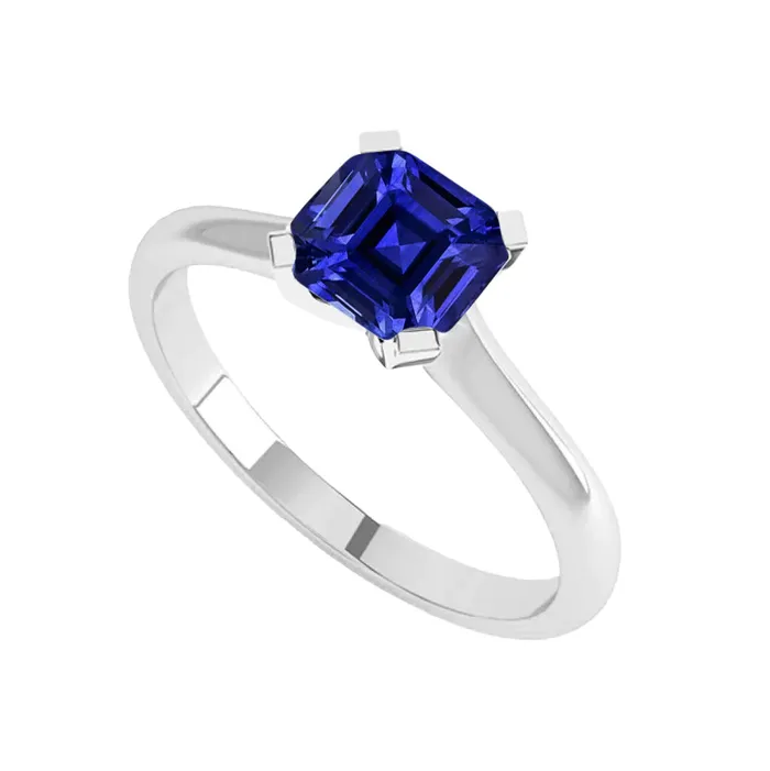 HarryChadEntcom Rings Sapphire Asscher Cut Gemstone Engagement Ring