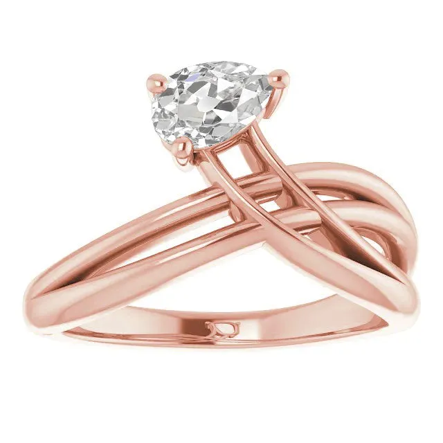 HarryChadEntcom Rings Solitaire Pear Old Mine Cut Real Natural Earth Mined Diamond Ring Twisted Split Shank 2 Carats HarryChadEntcom Rings Solitaire Pear Old Mine Cut Real Natural Earth Mined Diamond Ring Twisted Split Shank 2 Carats