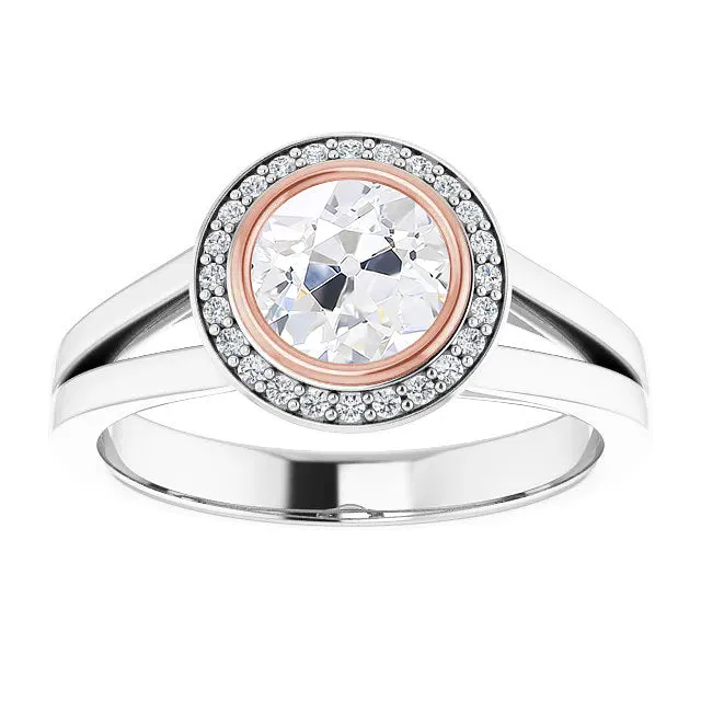 HarryChadEntcom Rings Two Tone Halo Old Miner Genuine Natural Earth Mined Diamond Ring Split Shank Bezel Set 375 Carats HarryChadEntcom Rings Two Tone Halo Old Miner Genuine Natural Earth Mined Diamond Ring Split Shank Bezel Set 375 Carats