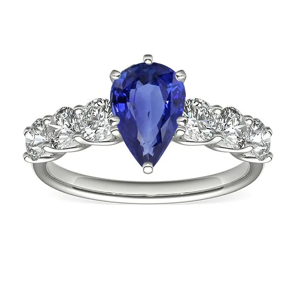 HarryChadEntcom Rings Womens Gemstone Ring Pear Shaped Blue Sapphire With Accents 4 Carats HarryChadEntcom Rings Womens Gemstone Ring Pear Shaped Blue Sapphire With Accents 4 Carats