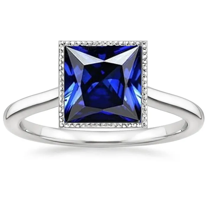 HarryChadEntcom Rings Womens Princess Cut Solitaire Ring Bezel Set Ceylon Sapphire 5 Carats HarryChadEntcom Rings Womens Princess Cut Solitaire Ring Bezel Set Ceylon Sapphire 5 Carats