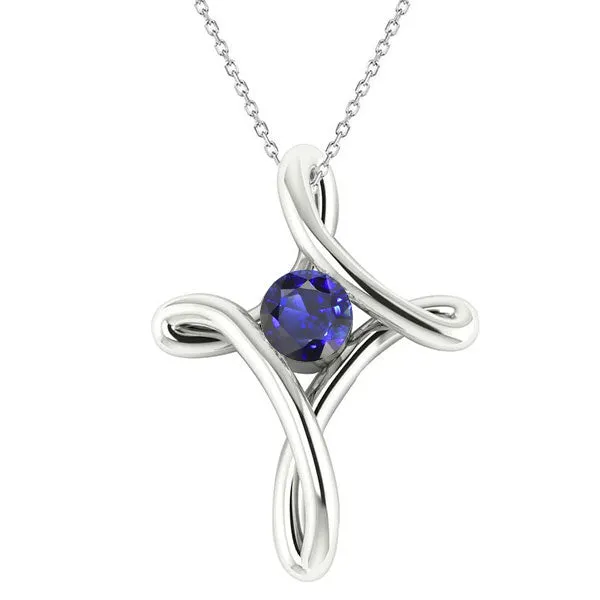 HarryChadEntcom Solitaire Round Ceylon Sapphire Pendant Twisted Style Gold 1 Carat Necklaces HarryChadEntcom Solitaire Round Ceylon Sapphire Pendant Twisted Style Gold 1 Carat Necklaces