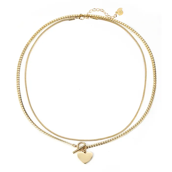 Heart and Snake Chain Necklace Set Waterproof Hey Happiness Necklaces