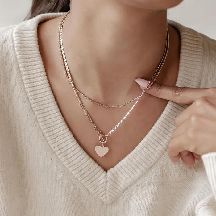 Heart and Snake Chain Necklace Set Waterproof Hey Happiness Necklaces Heart and Snake Chain Necklace Set Waterproof Hey Happiness Necklaces