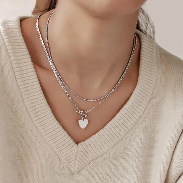 Heart and Snake Chain Necklace Set Waterproof Hey Happiness Necklaces Heart and Snake Chain Necklace Set Waterproof Hey Happiness Necklaces