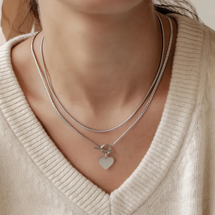Heart and Snake Chain Necklace Set Waterproof Hey Happiness Necklaces Heart and Snake Chain Necklace Set Waterproof Hey Happiness Necklaces