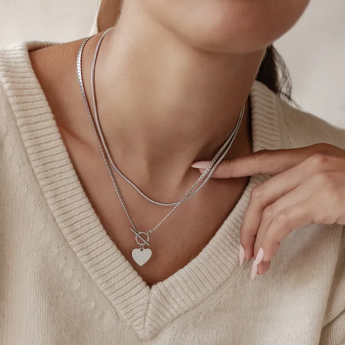 Heart and Snake Chain Necklace Set Waterproof Hey Happiness Necklaces Heart and Snake Chain Necklace Set Waterproof Hey Happiness Necklaces