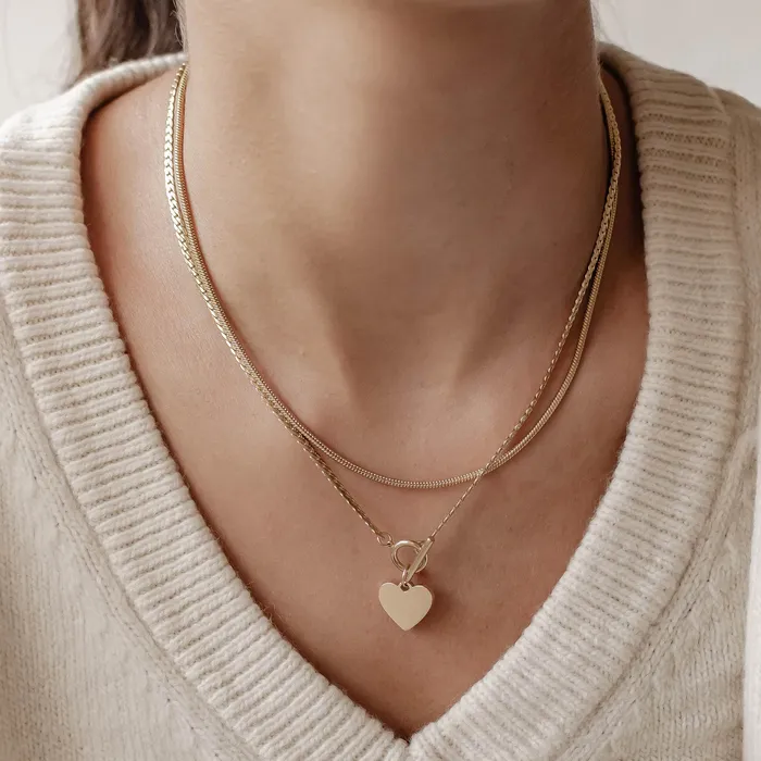 Heart and Snake Chain Necklace Set Waterproof Hey Happiness Necklaces Heart and Snake Chain Necklace Set Waterproof Hey Happiness Necklaces