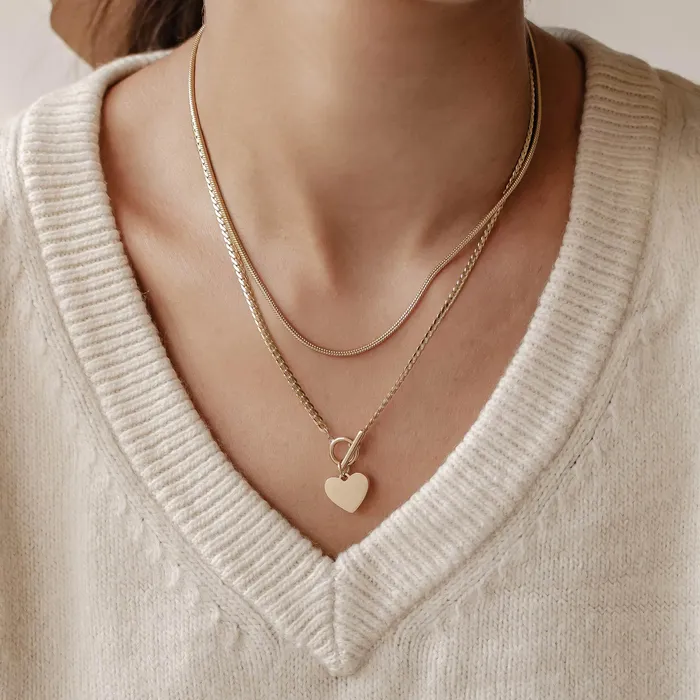 Heart and Snake Chain Necklace Set Waterproof Hey Happiness Necklaces Heart and Snake Chain Necklace Set Waterproof Hey Happiness Necklaces