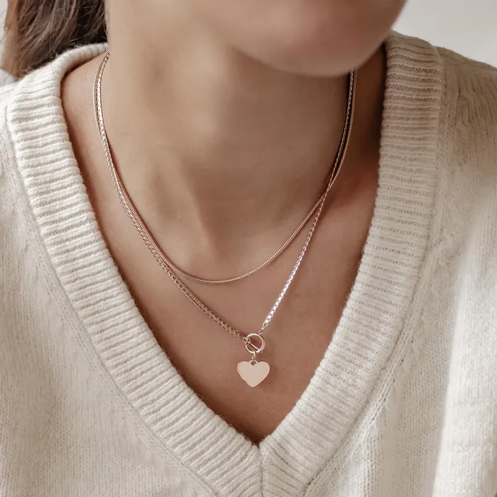 Heart and Snake Chain Necklace Set Waterproof Hey Happiness Necklaces Heart and Snake Chain Necklace Set Waterproof Hey Happiness Necklaces