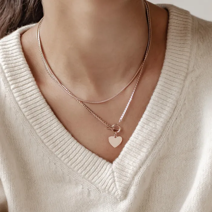 Heart and Snake Chain Necklace Set Waterproof Hey Happiness Necklaces Heart and Snake Chain Necklace Set Waterproof Hey Happiness Necklaces