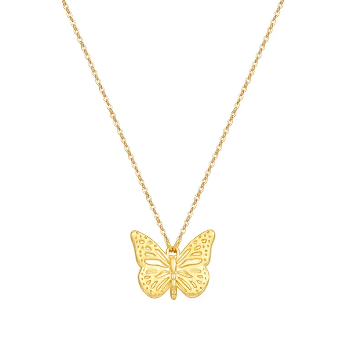 Hey Happiness Necklaces Butterfly Pendant Necklace Sterling Silver Gold
