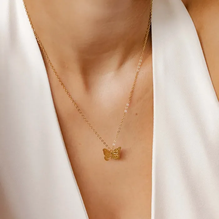 Hey Happiness Necklaces Butterfly Pendant Necklace Sterling Silver Gold Hey Happiness Necklaces Butterfly Pendant Necklace Sterling Silver Gold