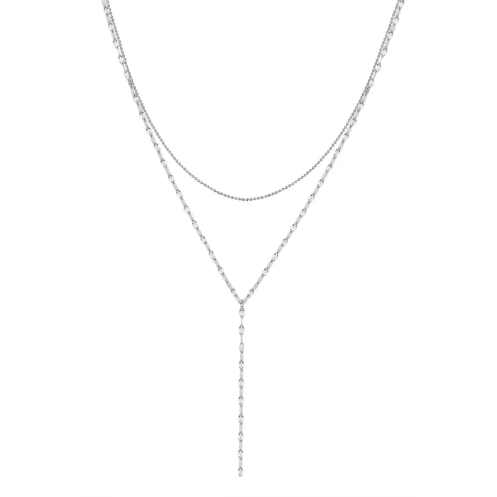 Hey Happiness Necklaces Layered Bead and Flattened Rolo Chain Y Necklace Hey Happiness Necklaces Layered Bead and Flattened Rolo Chain Y Necklace