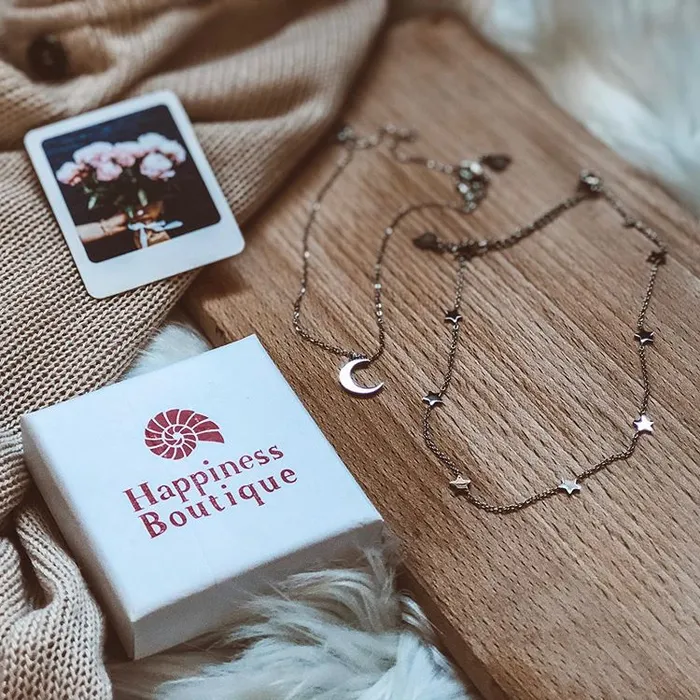 Hey Happiness Necklaces Moon Star Necklace Set Silver