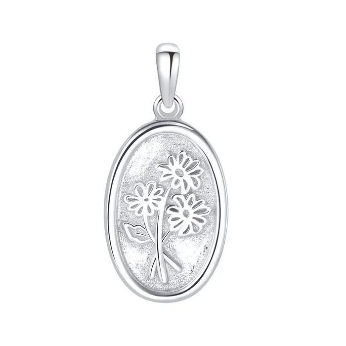 Hey Happiness Necklaces Oval Daisy Pendant Sterling Silver