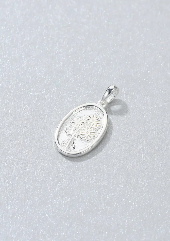 Hey Happiness Necklaces Oval Daisy Pendant Sterling Silver
