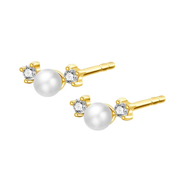 Hey Happiness New Beginnings Pearl Stud Earrings 14K Gold Earrings
