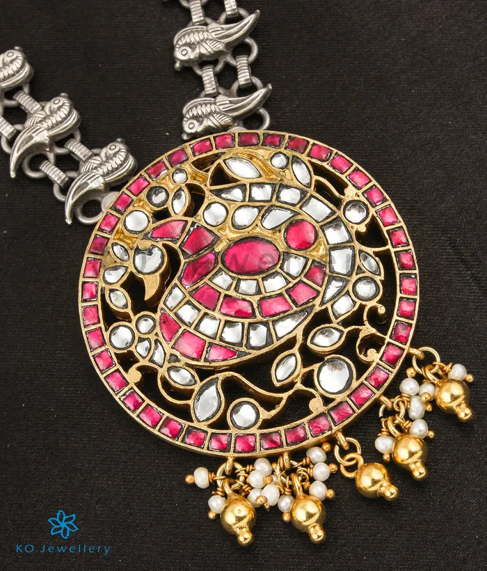 Kundan Necklaces The Mor Silver Peacock Statement Necklace