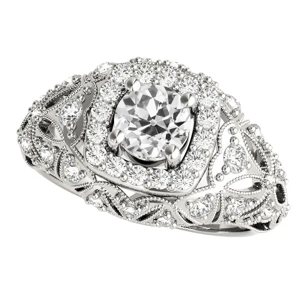 Ladies Halo Round Old Mine Cut Natural Earth Mined Diamond Ring Antique Style 375 Carats HarryChadEntcom Rings Ladies Halo Round Old Mine Cut Natural Earth Mined Diamond Ring Antique Style 375 Carats HarryChadEntcom Rings